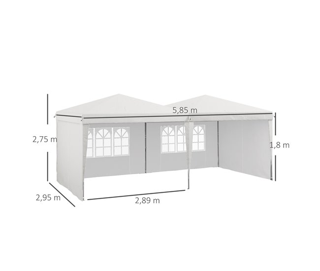 Carpa Plegable Acero, Tela Oxford Outsunny Blanco