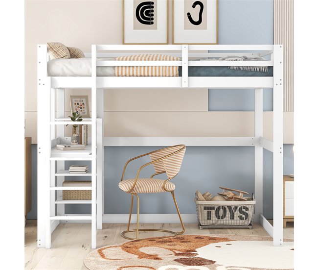 Cama alta para niños 150x206 Blanco