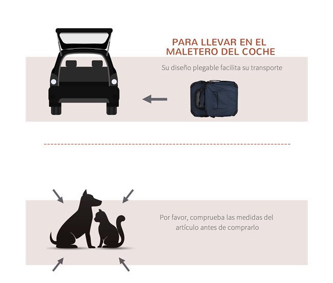 Transportín para Mascotas Tela Oxford, Acero y Poliéster PawHut Azul