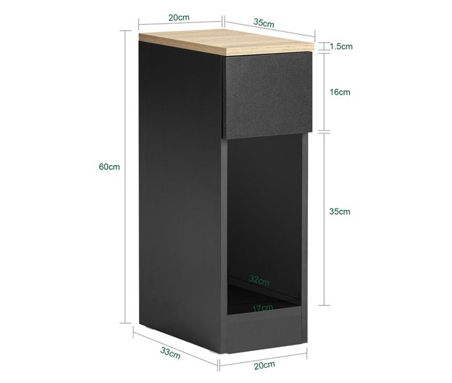 Mesita de Noche con 1 Cajón FBT111-SCH SoBuy Negro