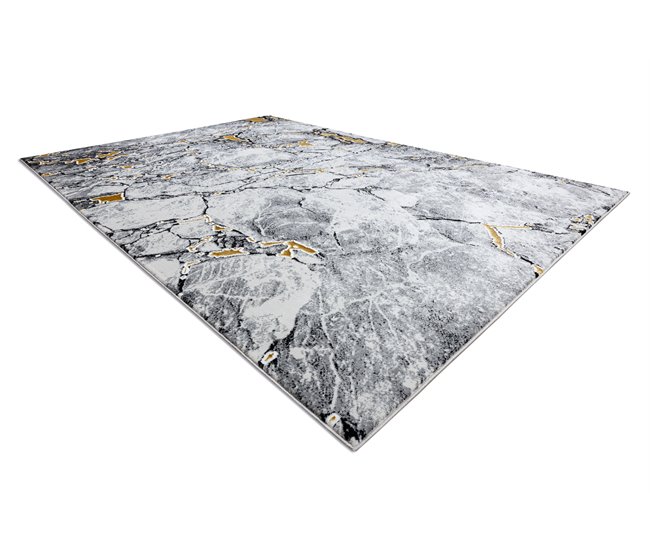 Alfombra GLOSS moderno 528A 58 Mármol Roca elegante glamour 80x150 Gris
