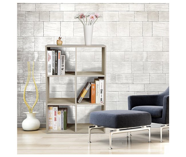 Acomoda Textil – Estantería para Pared y Suelo. (6 Cubos) 67 Natural