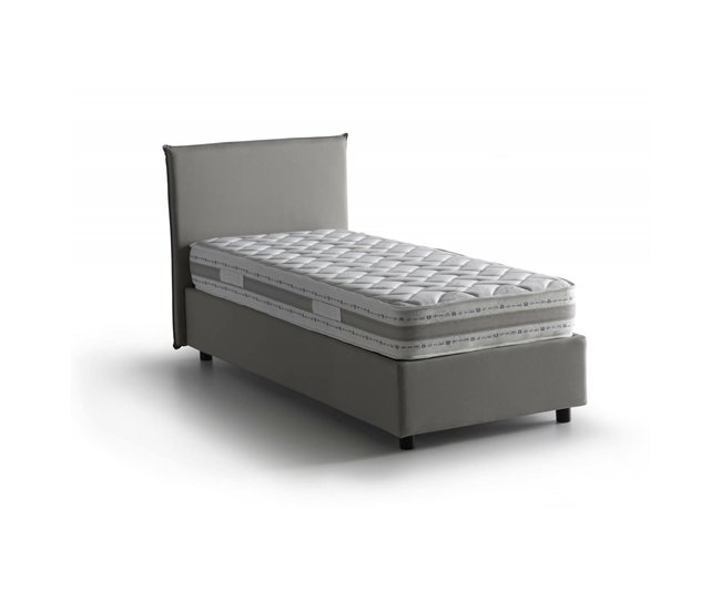 Cama individual en tela Gris