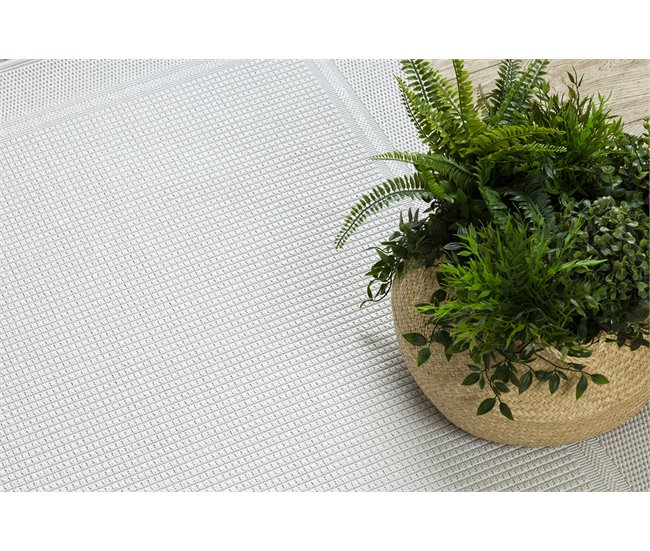 Alfombra MIMO 5979 sisal exterior marco 60x100 Blanco/ Gris