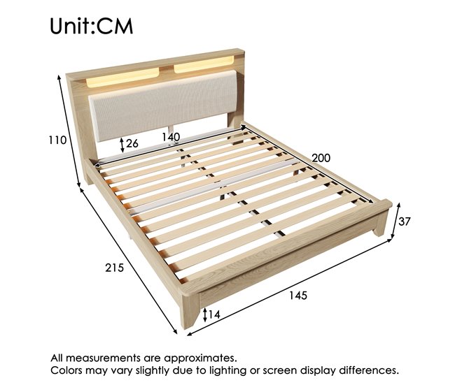 Camas de matrimonio 145x215 Beige