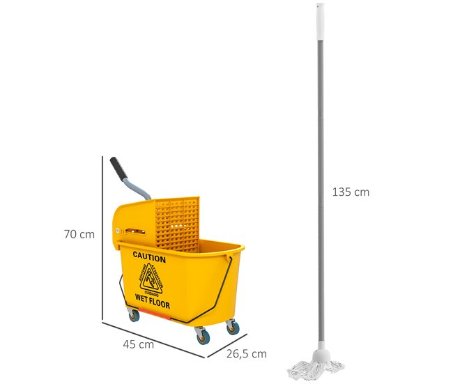 Cubo de Fregona PP HOMCOM, ferretería - lavandería y limpieza Amarillo