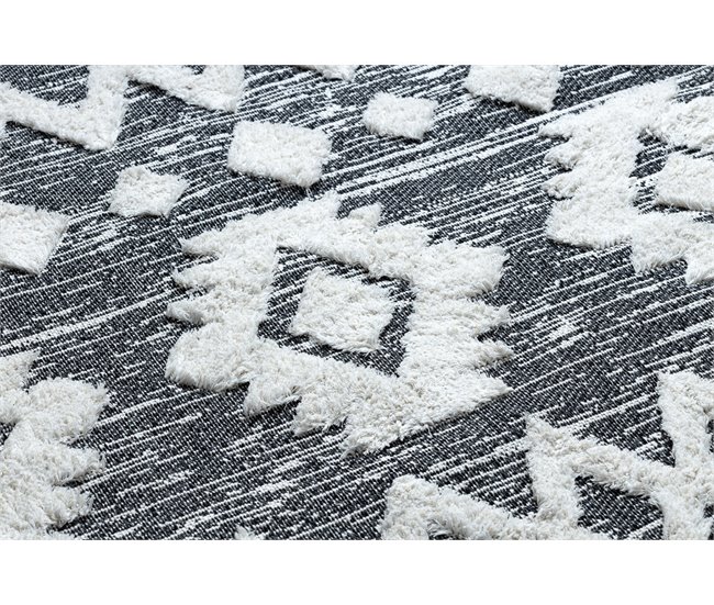 Alfombra ECO sisal BOHO MOROC Etno Zigzag 22319 franjas 117x170 Gris