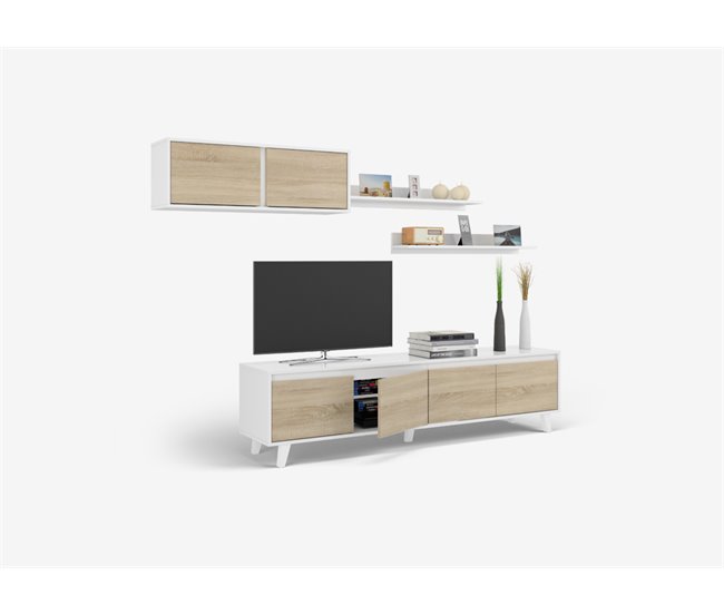 Mueble de salón LINE Blanco/ Madera