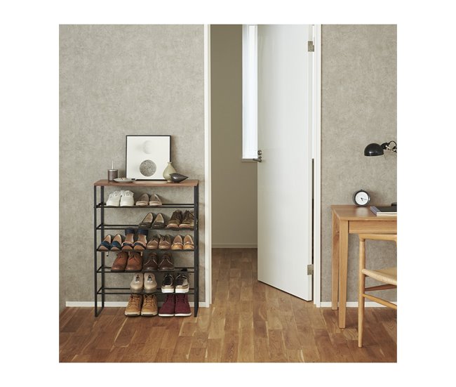 Estante para zapatos con 5 niveles Negro