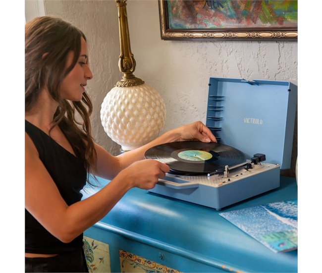 Tocadiscos Vintage con un Toque Moderno Victrola Re-Spin Azul