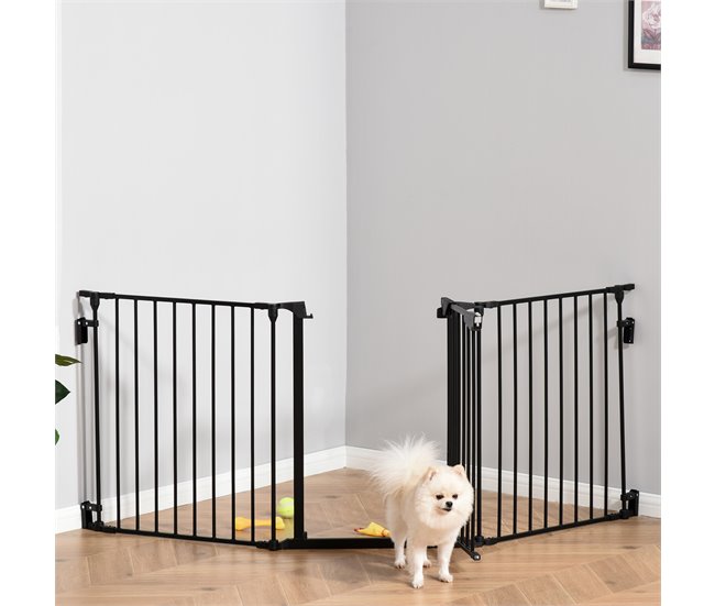 Barrera de Seguridad Metal y Plástico PawHut Negro