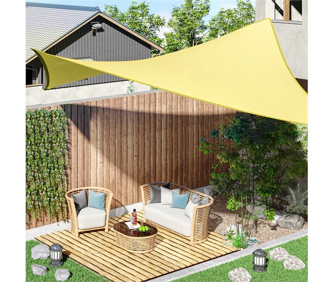Toldo de Vela Rectangular Poliéster Outsunny 300x400 Mostaza