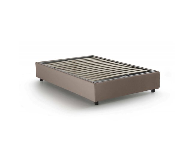 Cama plaza y media en tela Marron