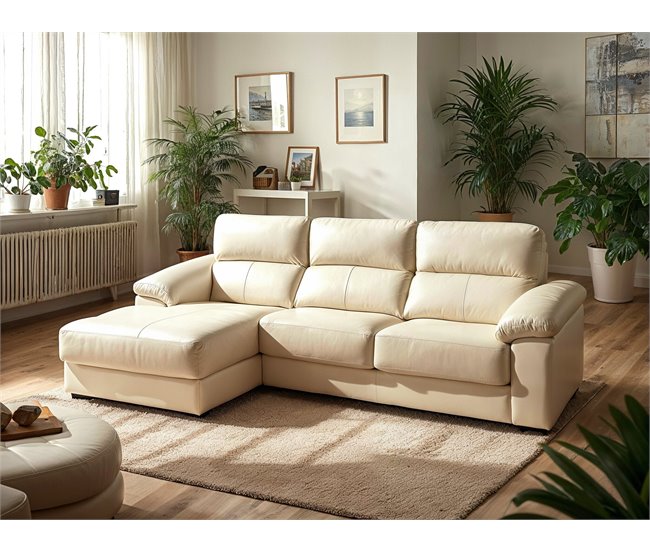 Chaise longue piel WILLY Beige