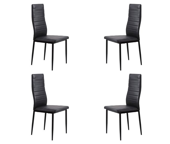 Pack 4 sillas de comedor Niza Símil Piel Negro