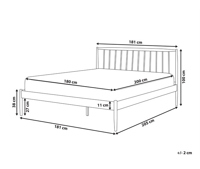 Beliani Cama con somier Metal MAURS 187x209 Blanco