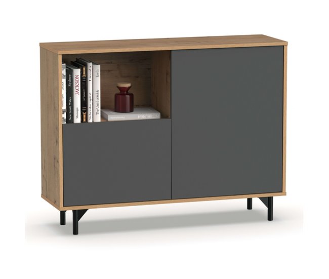 Aparador Anori con Patas para Salón Comedor Gris/ Madera
