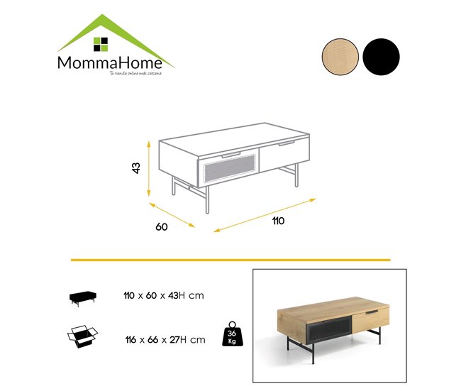 Mesa de Centro Rectangular - Modelo BRADLEY Marron