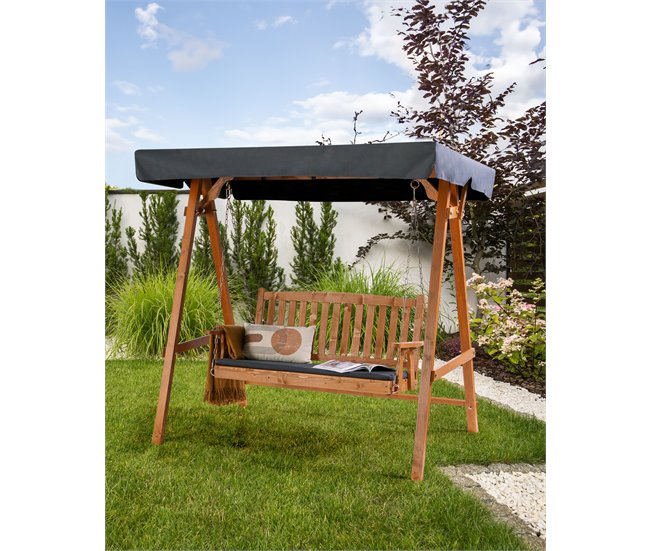 Beliani Columpio FIBBIALLA Gris/ Madera