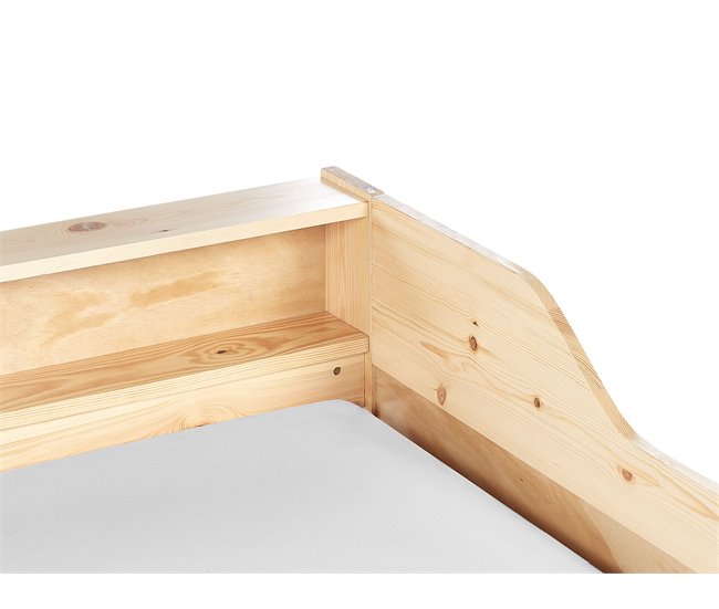 Beliani Cama con somier Madera de pino EDERN 105x204 Marron