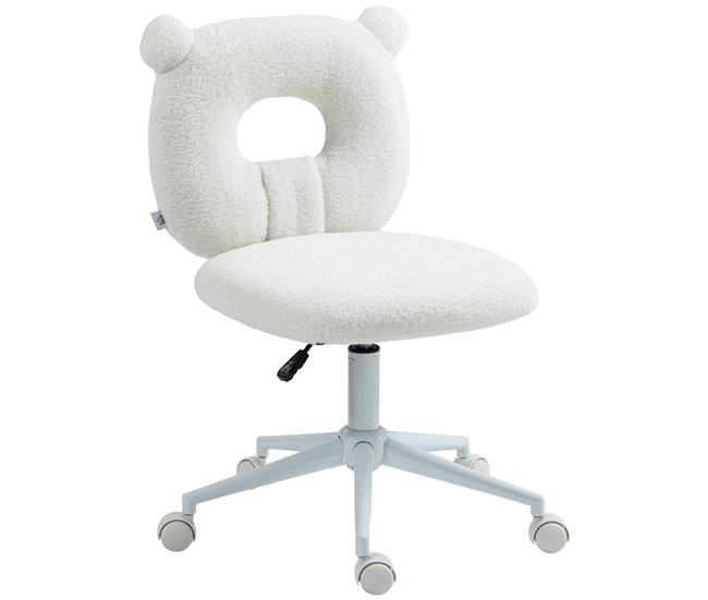 Silla de Escritorio Poliéster, Acero HOMCOM Blanco