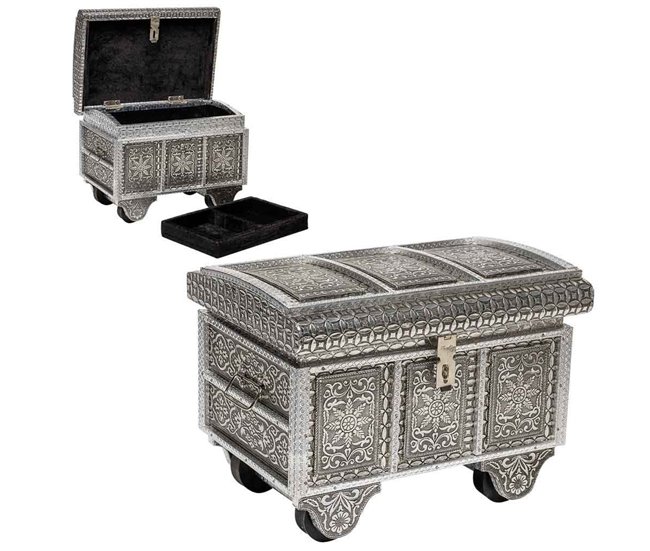 Joyero de metal repujado Plateado