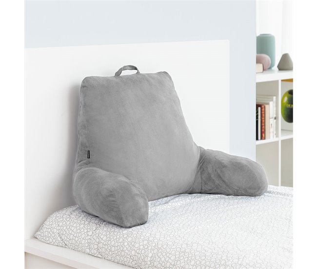 Almohada de Lectura con Apoyabrazos Gris