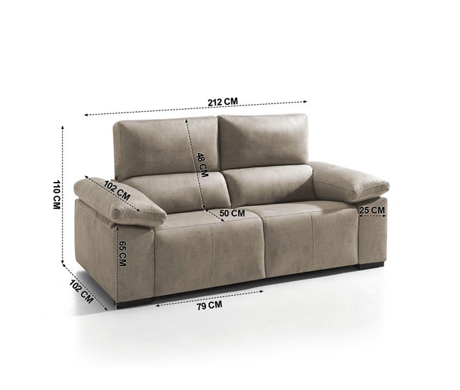 Sofá 3 plazas relax eléctrico BALTIA beige Beige