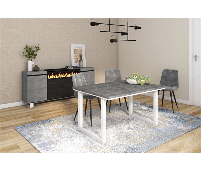 Mesa Comedor Fija 140x90 Blanco/ Gris