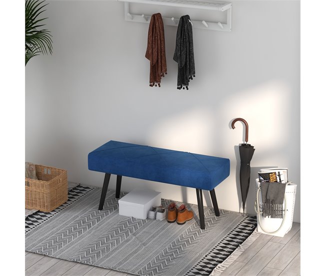 Banco de Cama Poliéster, Espuma HOMCOM Azul