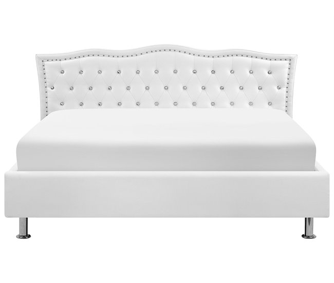 Beliani Cama con somier Piel sintética METZ 209x215 Blanco