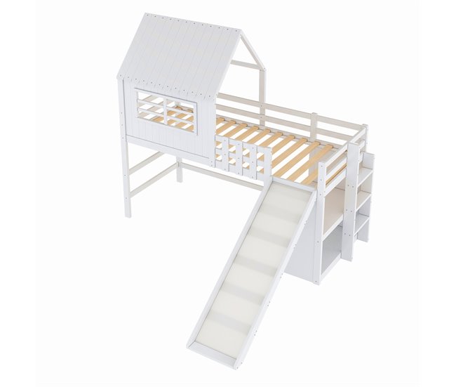 Cama alta para niños 219x208 Blanco