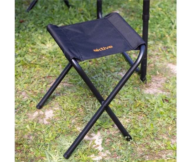 Aktive Mesa plegable aluminio bambú con 4 taburetes Negro/ Madera