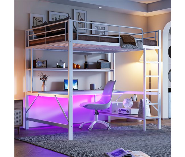 Cama alta para niños 145x204 Blanco