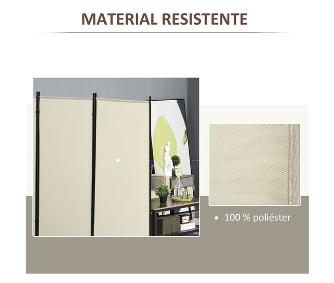 Biombo Metal, Poliéster HOMCOM, hogar - decoración Beige