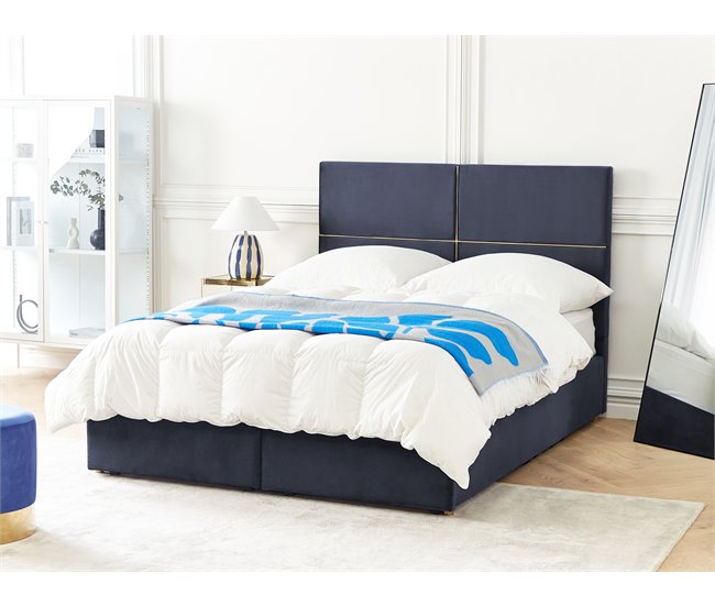 Beliani Cama con somier Terciopelo VERNOYES 148x214 Negro