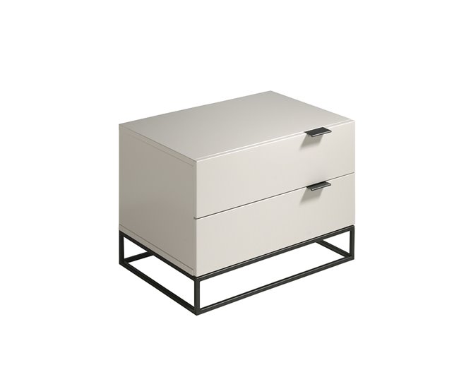 Mesita de noche madera gris y acero negro Gris/ Madera