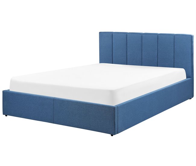 Beliani Cama con somier Poliéster DREUX 151x214 Azul