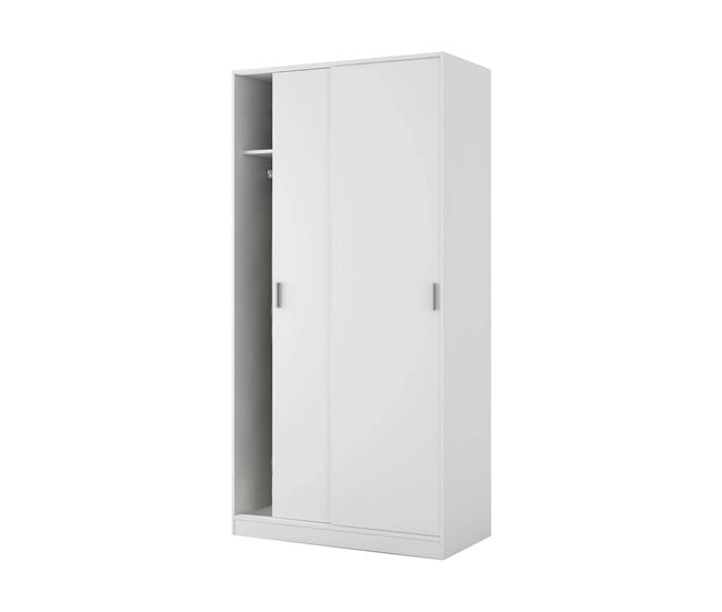 Armario 2 puertas efecto madera 100 Blanco