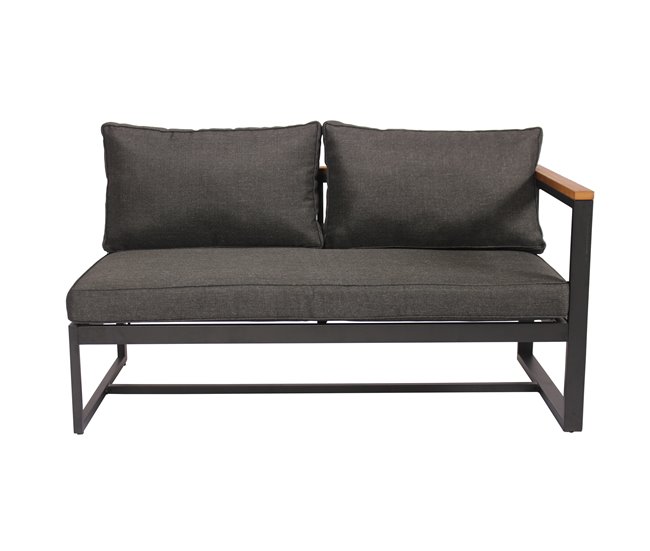 Set de jardín BRISA con 2 sofás y 1 mesa color gris y roble Gris/ Madera