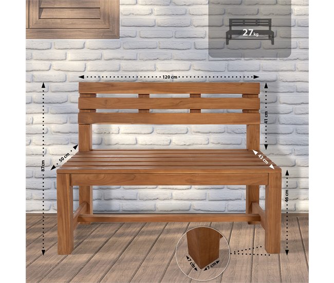 Banco de jardín - Augusta - Madera 120x50 Marron
