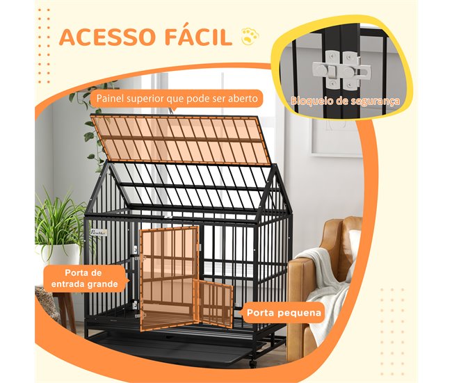 Jaula para Perros Acero PawHut, mascotas - accesorios para perros Negro