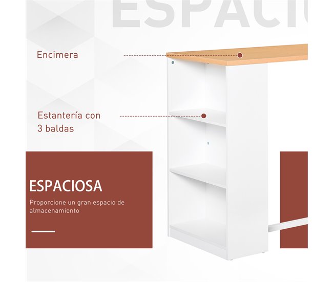 Mesa de Bar Tablero de MDF, Metal HOMCOM, hogar - cocina 115x55 Blanco