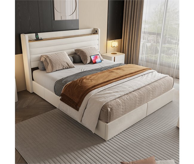 Camas de matrimonio 176x219 Beige