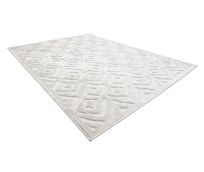 Alfombra SANTO sisal 58381 diamantes zigzag 140x190 Crema