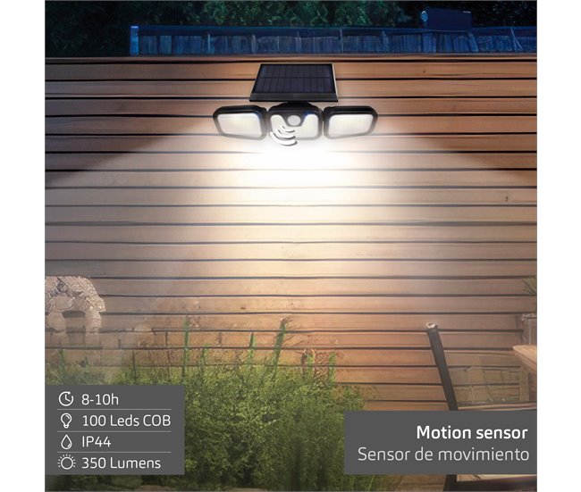 Aktive Aplique solar LED con sensor de movimiento 350 lúmenes Negro