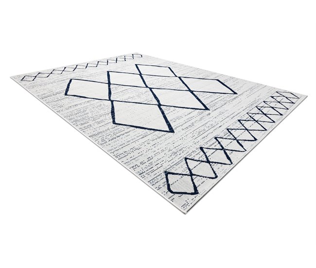 Alfombra de cuerda sisal COLOR 47272/396 Rombos Cuadrados 200x290 Blanco/ Gris