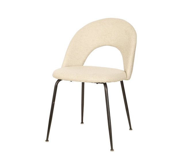 Silla de comedor tapizada en tela RITA Beige