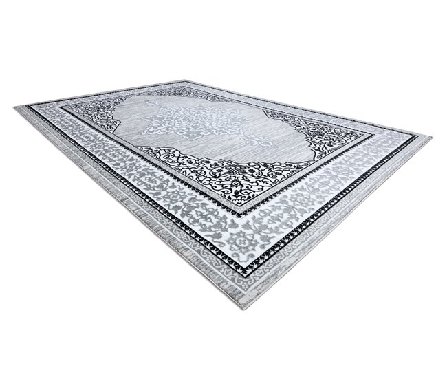 Alfombra GLOSS moderno 8490 52 Ornamento elegante marco 80x150 Gris
