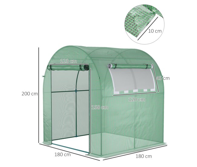 Invernadero de Jardín PE, Acero Outsunny Verde